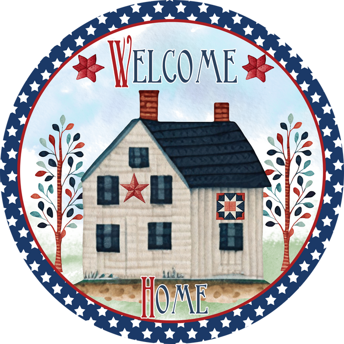 001 Welcome Home Sign,  Patriotic Sign, Wreath Center, Wreath Attachment