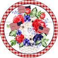 005 Patriotic Flower Sign,   Patriotic Sign, Wreath Center, Wreath Attachment