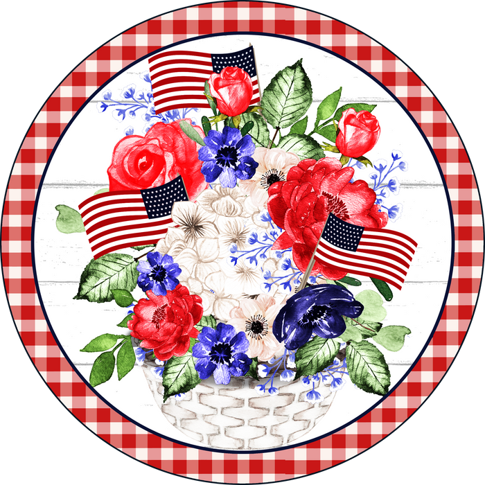 005 Patriotic Flower Sign,   Patriotic Sign, Wreath Center, Wreath Attachment