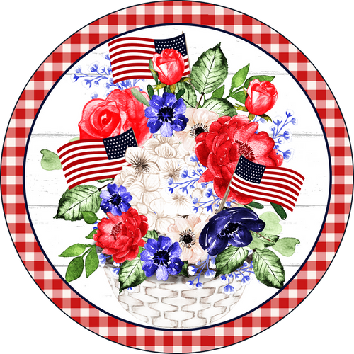 005 Patriotic Flower Sign,   Patriotic Sign, Wreath Center, Wreath Attachment