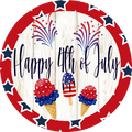 016 Happy 4th of July, Ice Cream, Summer Sign, Wreath Center, Wreath Attachment