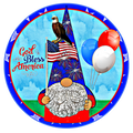 017 God Bless America, Patriotic Gnome, Patriotic -Summer Sign, Wreath Center, Wreath Attachment