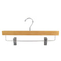 14" SKIRT/SLACK WOODEN HANGER - NATURAL (10 PACK) CHROME SWIVEL METALTAL HOOK, NATURAL COLOR WOOD FINISH.