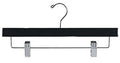 14" Wood Pant Skirt Hanger w/Clips Clothes Display Glossy Black Lot of 100 New