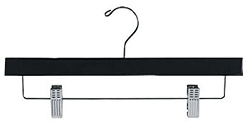 14" Wood Pant Skirt Hanger w/Clips Clothes Display Glossy Black Lot of 100 New