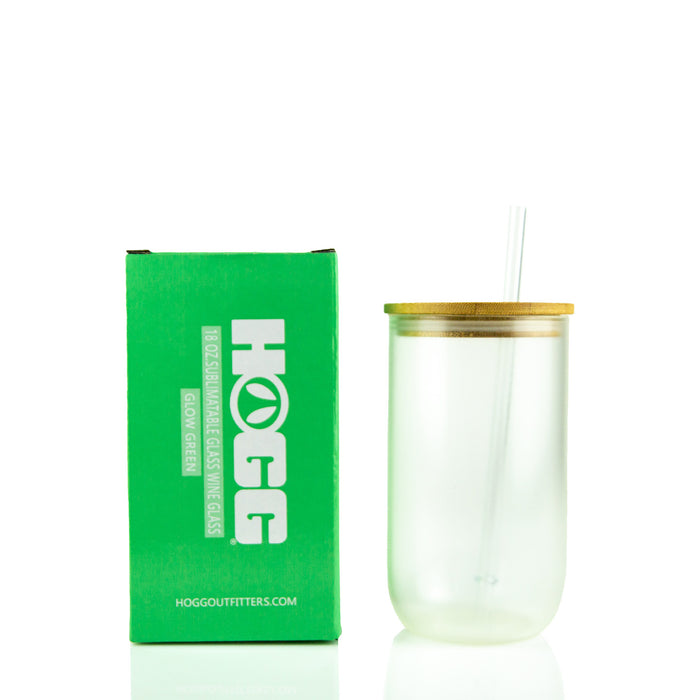 18oz Sublimatable Glow Glass Wine Glass Case (25 Units) - Green