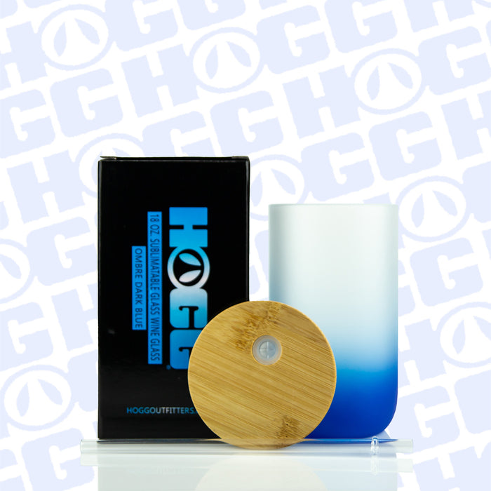 18oz Sublimatable Ombre Glass Wine Glass Case (25 Units) - Dark Blue