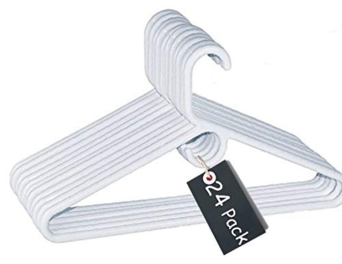 1InTheHome Heavy Duty White Hangers Tubular Plastic Hangers, Set of 24 (Heavy Duty)