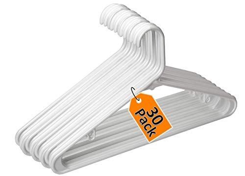 1InTheHome Standard Plastic Hangers, Everyday Tubular Clothes Hangers, Hanger (30 Pack)