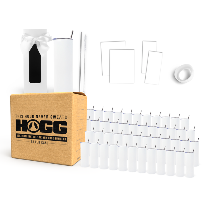 20oz Sublimatable Skinny Edge Tumbler Gift Set Bulk Case (48 Units)