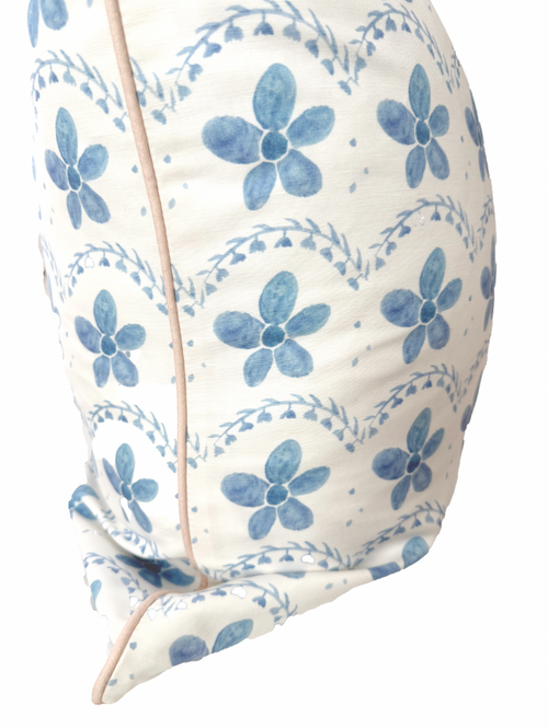 24x24 Alexandra in Sea Pillow Cover- Blush Piping