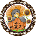 #4 - Autumn Makes My Heart Smile Sign, Whimsical Turkey,  Fall Design, Wreath Sign, Wreath Center, Wreath Attachment