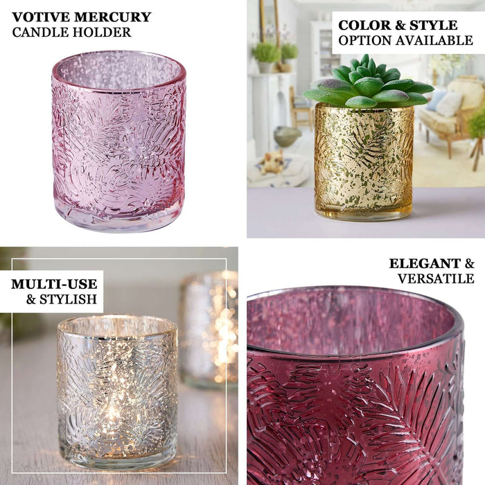 Votive mercury candle holder in pink and gold, elegant and versatile design.