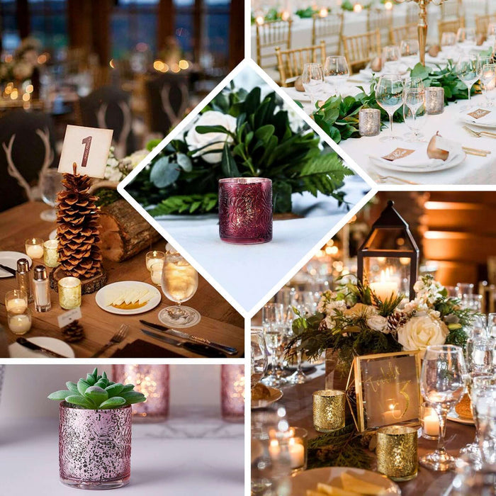 Decorative candle holders in elegant event settings.