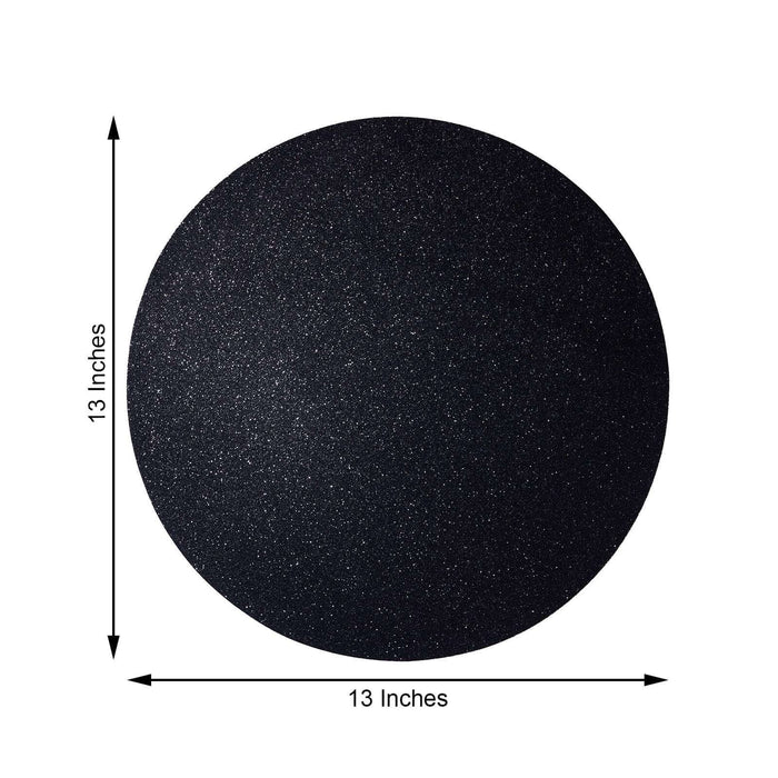 Black glitter circle, 13 inches in diameter, studio-style isolation shot.