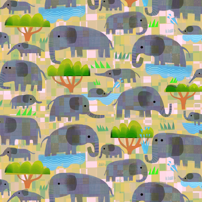 Animal Kingdom - Mama Elephant, Baby Elephant - by Gareth Lucas with Windham Fabrics