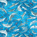 Animal Kingdom - Stealthy Sharks in Cyan - by Gareth Lucas with Windham Fabrics