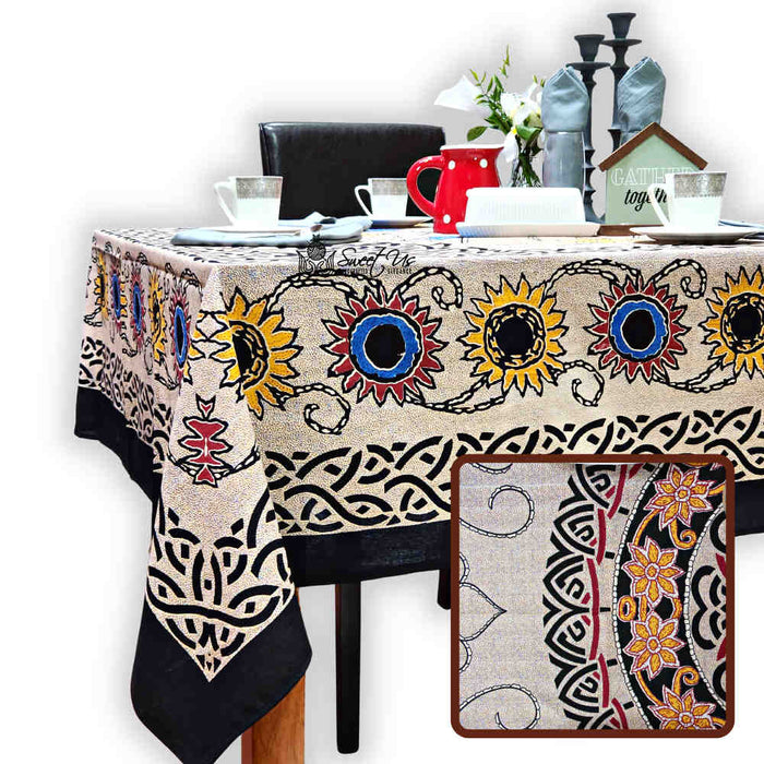 Celtic Sunflower Cotton Tablecloth Rectangle, Solstice - Sweet Us