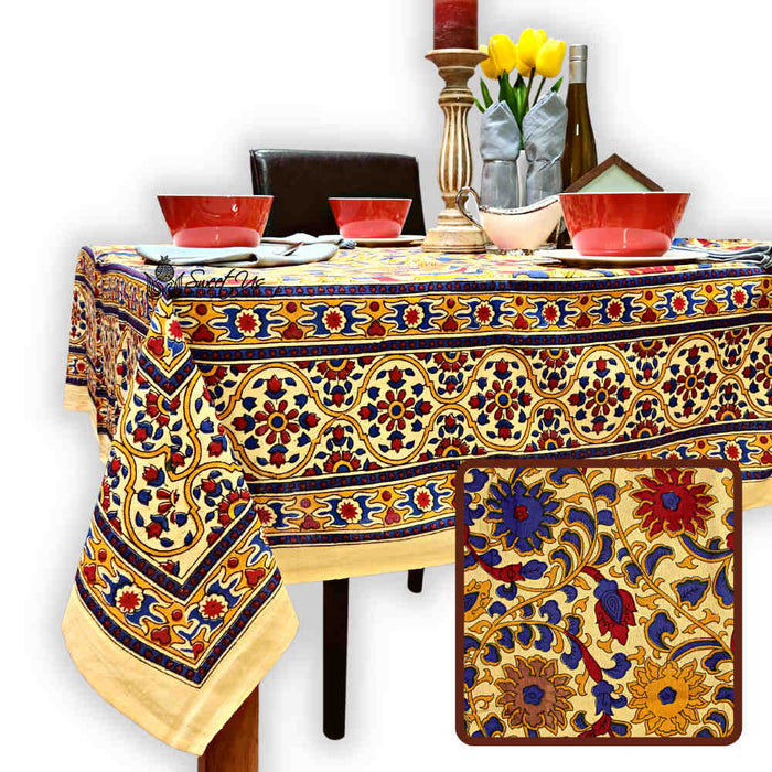Light weight Cotton Sunflower Tablecloth Rectangle, Lemon Yellow - Sweet Us