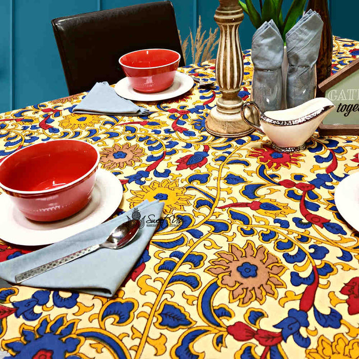 Light weight Cotton Sunflower Tablecloth Rectangle, Lemon Yellow - Sweet Us