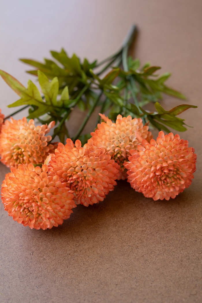 Artificial Orange Ball Dahlias Box/6 Bundles