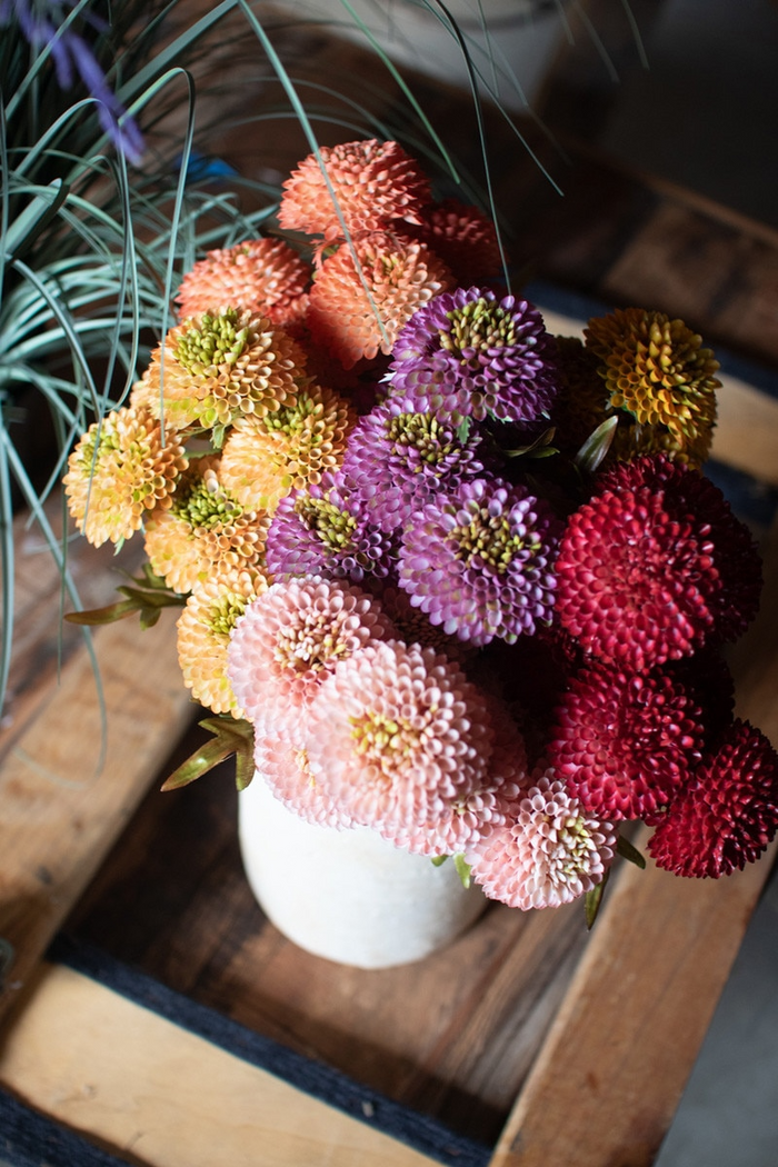 Artificial Purple Ball Dahlias Box/6 Bundles