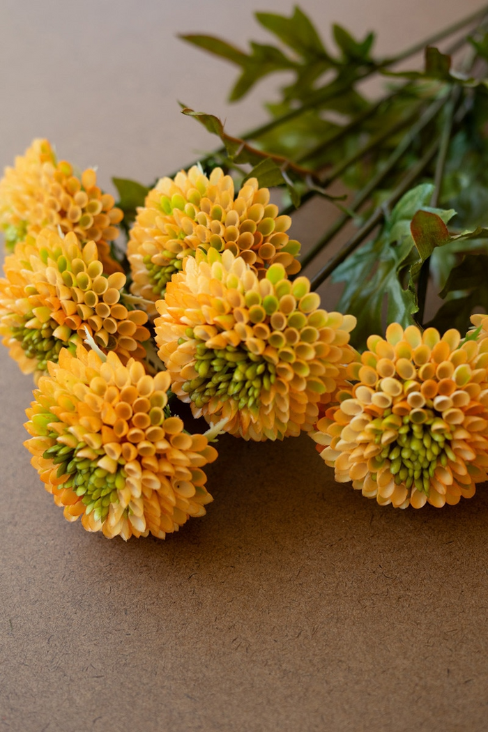 Artificial Yellow Ball Dahlias Box/6 Bundles