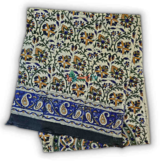 Vintage Paisley Lightweight Floral Cotton Long Scarf — Aqua Dusk - Sweet Us