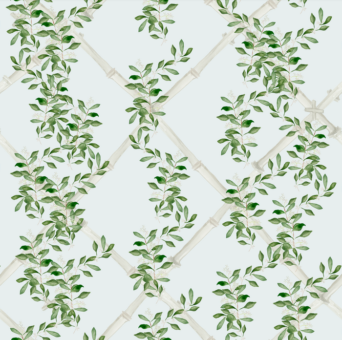 Bamboo Jasmine in Sky Custom Pillow