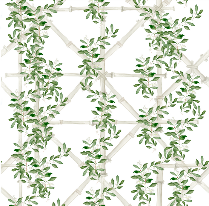 Bamboo Jasmine in White Custom Pillow