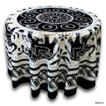 Elephant Batik Cotton Tablecloth Round 90 inches Gold Blue Black Wine Red - Sweet Us