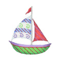 BB 1635 - By the Sea - Green, Red & Blue Sailboat