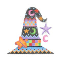 BB 1899 - Mini Witch Hat - Black with Moons & Stars