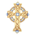 BB 2888 - Cross - Gold & Copper with Blue Jewels