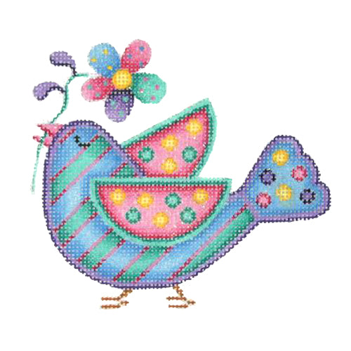 BB 3082 - Spring Sweetie Tweetie - Blue & Green with Diagonal Stripes