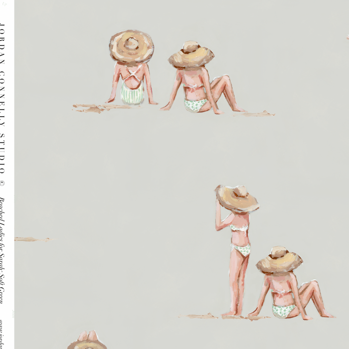 Beached Ladies for Sarah in Soft Green Wallpaper SWATCH