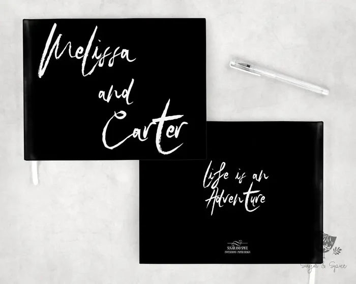 Black and White Chalk Wedding Guest Book - Premium  from Sugar and Spice - Just $55! Shop now at Sugar and Spice Paper