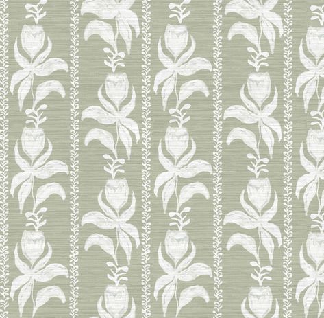 Blocked Tulips in Green Wallpaper SWATCH