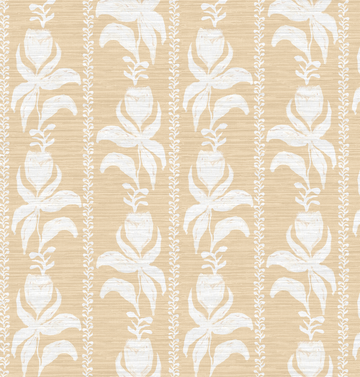 Blocked Tulips in Natural Wallpaper SWATCH