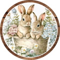 Brown Spring  Bunnies, Spring Sign, Wreath Attachment, Wreath Sign, Wreath Center