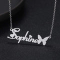 Butterfly Hearts Name Necklace Silver Necklace MelodyNecklace