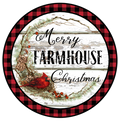 C075 Merry Farmhouse Christmas  Sign, Holiday Sign, Wreath Center, Wreath Attachment
