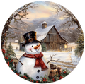 C110 Snowman in Barnyard,  Sign, Holiday Sign, Wreath Center, Wreath Attachment