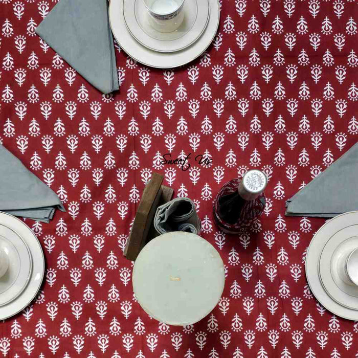 Calla Paisley Floral Cotton Tablecloth Rectangle, Venetian Blush - Sweet Us