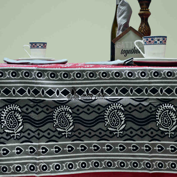 Calla Paisley Floral Cotton Tablecloth Rectangle, Venetian Blush - Sweet Us