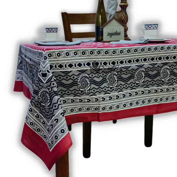 Calla Paisley Floral Cotton Tablecloth Rectangle, Venetian Blush - Sweet Us
