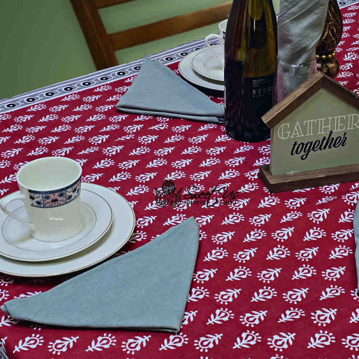 Calla Paisley Floral Cotton Tablecloth Rectangle, Venetian Blush - Sweet Us