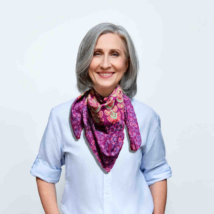 Cannes Vibrance Lightweight Floral Cotton Scarf — Burgundy - Sweet Us