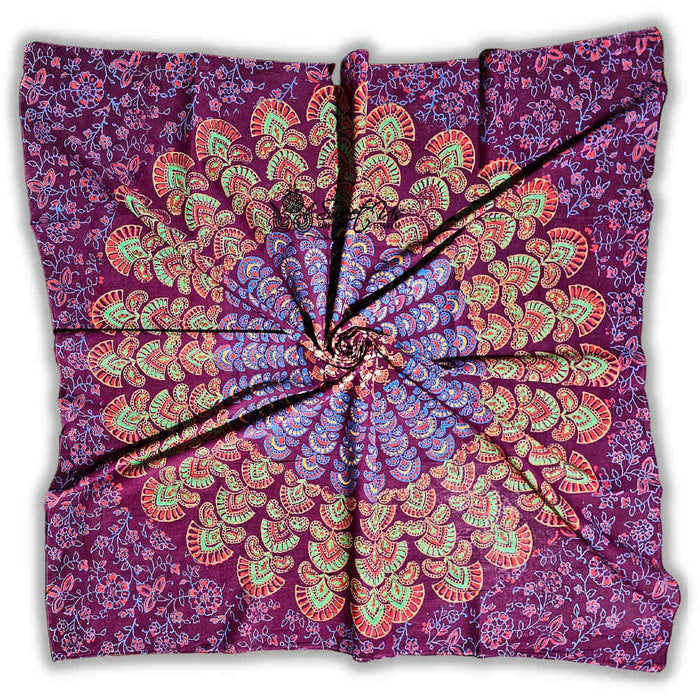Cannes Vibrance Lightweight Floral Cotton Scarf — Burgundy - Sweet Us