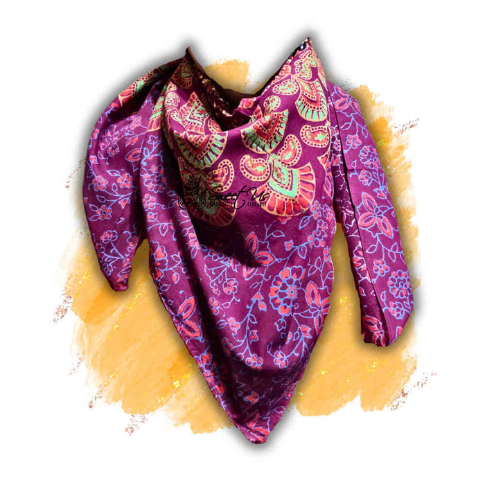 Cannes Vibrance Lightweight Floral Cotton Scarf — Burgundy - Sweet Us
